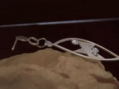 Crystal ring earring  3D print model