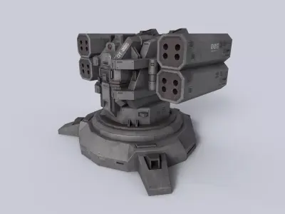 Defense turret Low-poly 3D model Low-poly