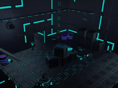 Low Poly Sci-Fi Props Pack HS-001 Low-poly 3D model