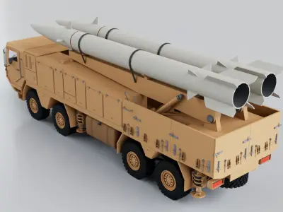 Ballistic Missiles and Artillery Rockets Launcher Military Low-poly 3D model