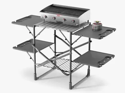  Outdoor Folding BBQ Table with Gas Burner Support 