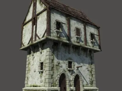Medieval House Low-poly 3D model 21