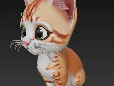 Optimized Low-Poly Kitten 3D Model UE5- Unity Real-Time Ready Low-poly 3D model 2