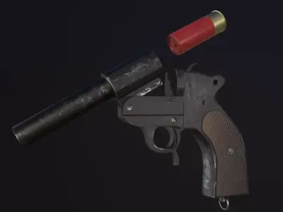 Flare gun Low-poly 3D model purchase