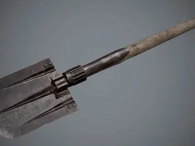 Shovel Old Painted Low-poly 3D model