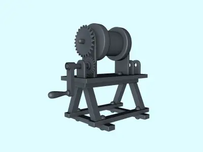 Winch pulley Low-poly 3D model