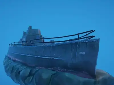 Battleship Shipwreck Low-poly 3D model