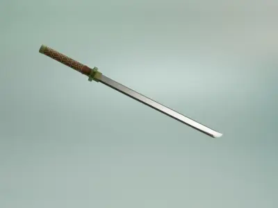 Game Ready Sword 3D model samurai Low-poly 3D model