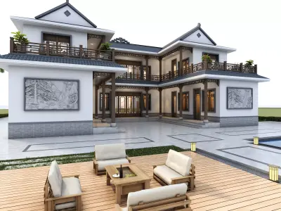 Chinese architecture Low-poly 3D model get