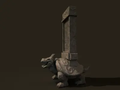 temple stone dragonturtle Low-poly 3D model