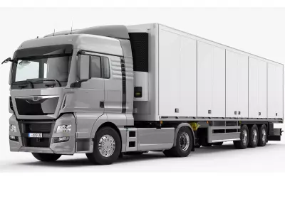 Truck 4X2 with semi trailer 3D model