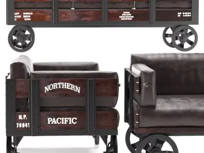 Sofa Industrial Revolution dark 3D model