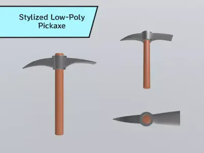 Stylized Low-Poly Pickaxe Low-poly 3D model