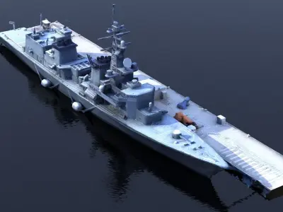 Battleship 2 Low-poly 3D model