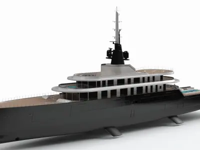 Abeking Rasmussen Luxury Yacht Night Scene 3D model