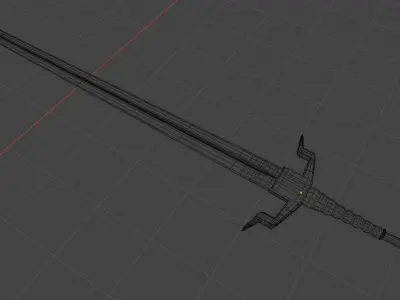 Long Gold Silver Sword  Free low-poly 3D model