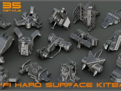 Sci-Fi Hard Surface KITBASH 35 DETAILS 3D model