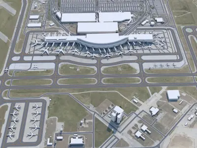 Austin Bergstrom Airport 8km Low-poly 3D model