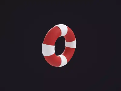 Red Lifebuoy Ring 3D model