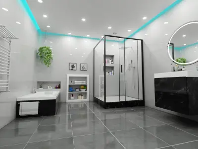 Modern Bathroom and Toilet 3D model purchase
