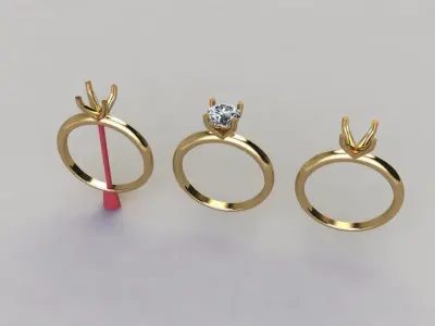 4 Prong Heart Shape Diamond Solitaire Engagement Ring 3D print model