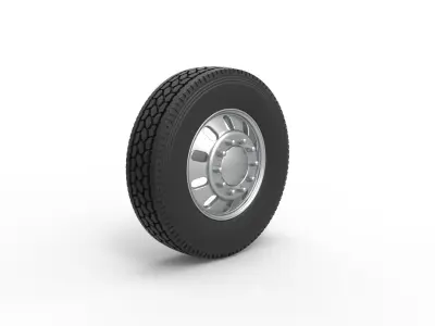 Front custom wheel of semi truck Version 21 Scale 1 to 25 3D print model