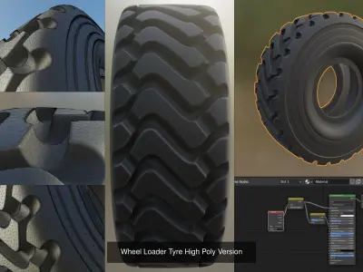 Wheel Loader Tyres High and Low-Poly Version 3D Model Pack