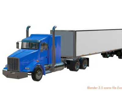  semi truck heavy duty american design low poly Low-poly 3D model