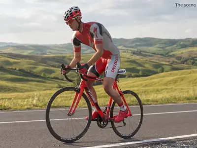 Cyclist Ride Fast Standing Animated Rigged For Maya 3D model