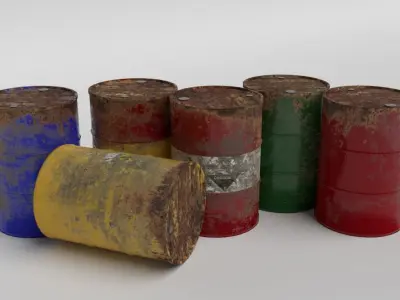 Metal Barrels - Low Poly PBR Low-poly 3D model