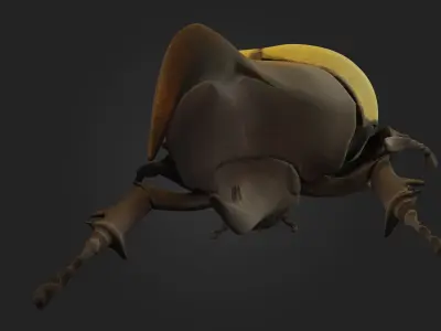 Beetle horned reptile with long tail Low-poly 3D model