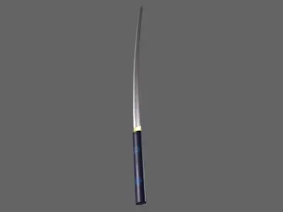 PBR Katana Japanese Sword Blue V3 Low-poly 3D model
