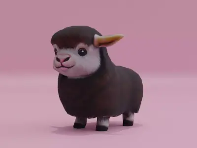 Baby yak Buffalo Bull Low-poly 3D model
