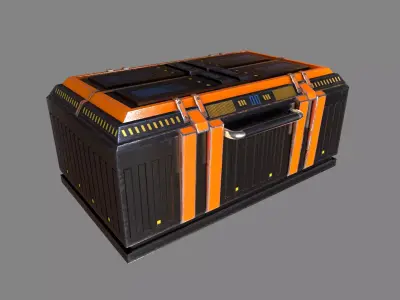 Futuristic industrial box crate lowpoly 3d model Low-poly 3D model