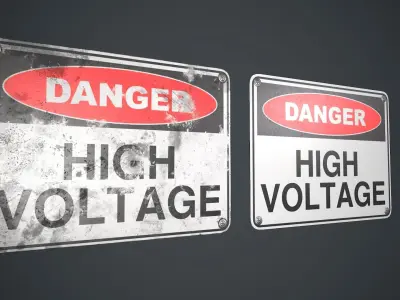 Plastic Danger Sign 2 PBR Game Ready Low-poly 3D model