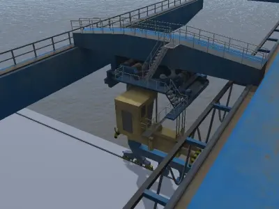 Kalmar rail mounted gantry container crane low-poly 3d model Low-poly 3D model