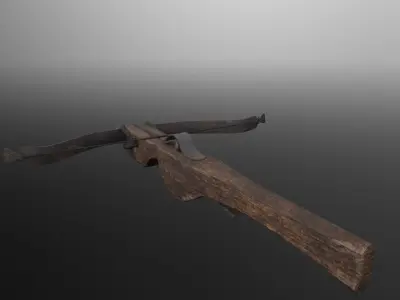 Lowpoly animated medieval crossbow with bolt game-ready Free low-poly 3D model