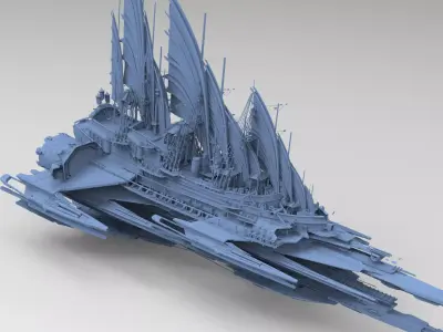 Sci-Fi Emperors Fin ship palace  3D model
