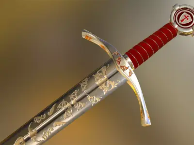 Medieval Sword of the Kings Templar Low-poly 3D model