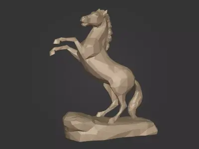 Polygonal Horse Statue Ready for 3D Printing Free low-poly 3D model