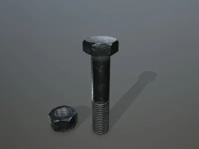 Bolts bolt and nut Low-poly 3D model 12