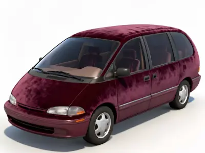 Burgundy Velvet 90s Minivan 3D Model Low-poly 3D model