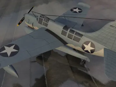 Curtiss SO3C-1 Seamew Low-poly 3D model