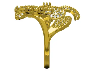 Antique Diamond Flower Cocktail Ring 3D print model