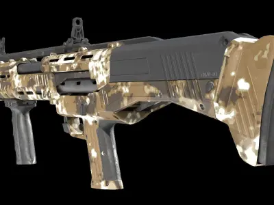 DP12 Shotgun Desert Camo texture Low-poly 3D model