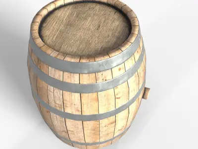 Wooden barrel 3D model 6