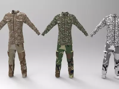 Military Clothing Various camouflage  3D Model Pack