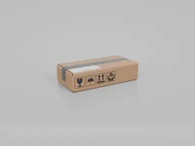 Cardboard Box R-120 - Rigged and Customizable Low-poly 3D model