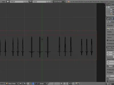 Swords three Low-poly 3D model