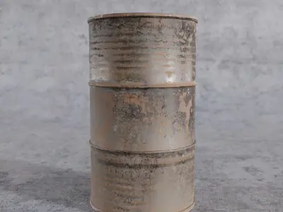 Jerrycans and barrels old and rusty Free low-poly 3D model